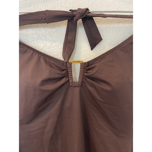 MAGICSUIT MIRACLESUIT Solid Brown Gold Women Halter One Piece Swimsuit 8 - Picture 3 of 6